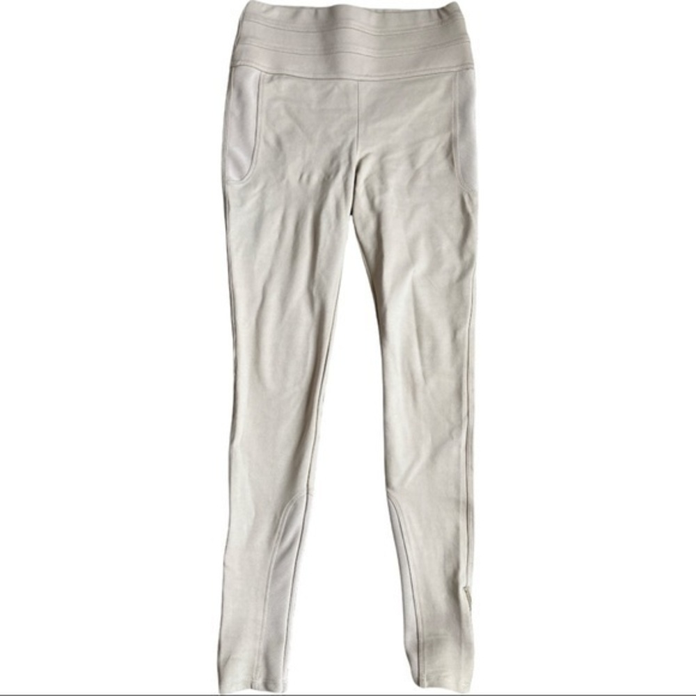 Cisono size Large stretch tan skinny pants with gold zippers